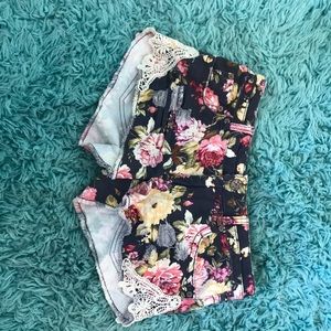 Flower jean shorts